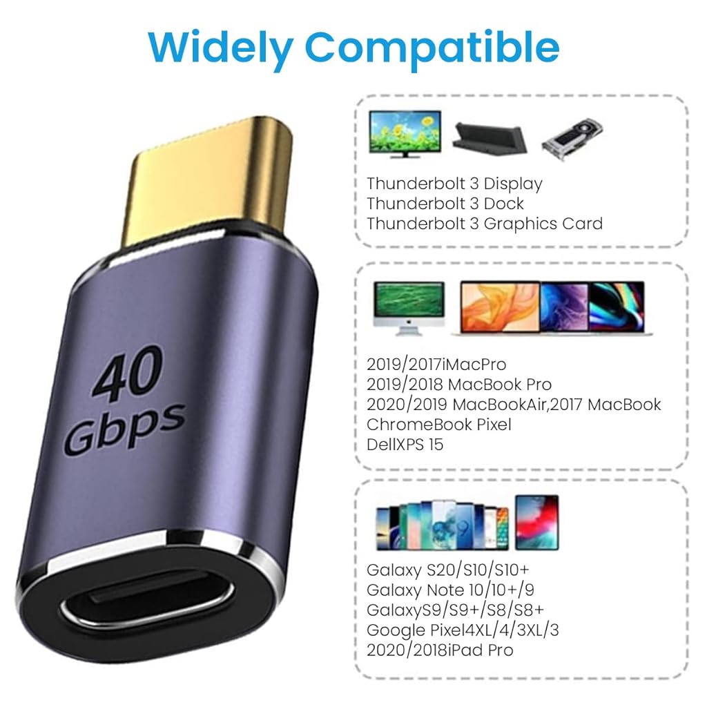 Verilux USB C Adapter, Type C Male to Type C Female Adapter 100W Fast Charging Type C Adapter Support 8K@60Hz & Data Sync USB C Adapter Compatible for Thunderbolt 3/4, MacBook Pro/Air Verilux USB C Adapter, Type C Male to Type C Female Adapter 100W Fast Charging Type C Adapter Support 8K@60Hz & Data Sync USB C Adapter Compatible for Thunderbolt 3/4, MacBook Pro/Air